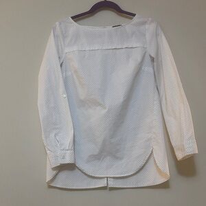 Ann Taylor Classic White Blouse with Dots